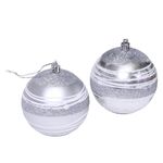 Новогодние шары Алмазная россыпь, 2 шт, 8 см, серебро